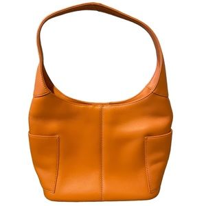 Preston & York Orange Midi Hobo Purse Shoulder Bag | Genuine Leather